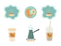 Coffe elements set for your coffee house. Royalty Free Stock Photo