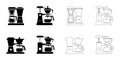 coffe maker icons set simple clean and smooth Solid and Outline Styles vector icons in black Royalty Free Stock Photo