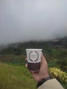coffe morning in the mountain with fog Royalty Free Stock Photo