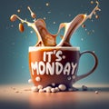 A coffe mug with typograpphy :it\'s monday