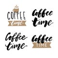 Coffe Time Brush Lettering Calligraphy Phrase Vector Text