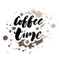 Coffe Time Watercolor Lettering Calligraphy Phrase Vector Text