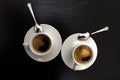 Coffe,two cups of coffee over views Royalty Free Stock Photo