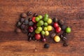 Coffea fruit and coffee beans.