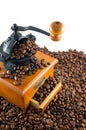 Coffebeans and grinder Royalty Free Stock Photo