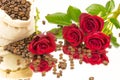 Coffebeans roses mirror 2 Royalty Free Stock Photo