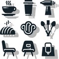 Set of cafe releated icons in white background in minimalistic flat style. Royalty Free Stock Photo