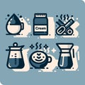 Milk and cream vector icon set in blue pastel. Royalty Free Stock Photo