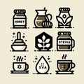 Honey and Stevia line vector icons set. Isolated Items. Vector illustration. Royalty Free Stock Photo