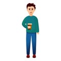 Coffee addiction icon, cartoon style