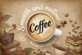 Coffee ads in engraving style Royalty Free Stock Photo