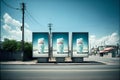 Coffee advertisement on the road with blue sky and white clouds