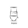 Coffee aero press hand draw icon. Element of coffee illustration icon. Signs and symbols can be used for web, logo, mobile app, UI