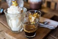 Coffee Affogato, Espresso coffee. Royalty Free Stock Photo