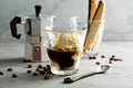 Coffee affogato with vanilla ice cream Royalty Free Stock Photo