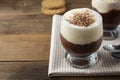 Coffee affogato with vanilla ice cream and espresso. Glass with coffee drink and icecream Royalty Free Stock Photo