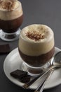 Coffee affogato with vanilla ice cream and espresso. Glass with coffee drink and icecream. Copy space Royalty Free Stock Photo