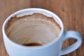 Coffee all gone - close up of empty cup with remnants on the inside Royalty Free Stock Photo