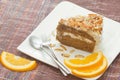 Coffee almond cake with orange slice