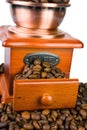 Coffee antique grinder, coffee beans