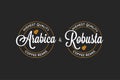 Coffee Arabica and Robusta logo on black background Royalty Free Stock Photo