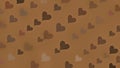 Coffee background with slightly blurred hearts. Festive abstraction for Valentine`s Day. Tranquil background for a wedding