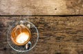 Coffee background, top view with copy space. background, cup of coffee and a smoke good morning, Hot coffee and spoon, Selective f Royalty Free Stock Photo