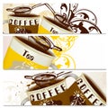 Coffee backgrounds set with cups of coffee and tea Royalty Free Stock Photo