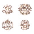 Coffee badge food thin line lettering for restaurant, cafe menu coffee house and shop sticker vector.