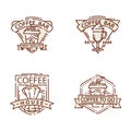 Coffee badge food thin line lettering for restaurant, cafe menu coffee house and shop sticker vector.