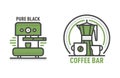 Coffee badge logo food design thin line lettering for restaurant, cafe menu coffee house and shop element beverage label