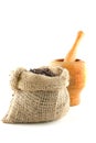 Coffee bag full of beans Royalty Free Stock Photo
