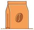 Coffee bag illustration with a coffee bean on the front, isolated image Royalty Free Stock Photo