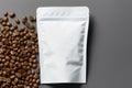 Coffee Bag Pouch mockup. Empty foil for food. AI Generated