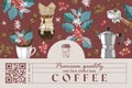 Coffee banner with hand sketched illustrations Royalty Free Stock Photo
