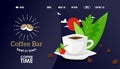 Coffee bar best in town, coffe time vector illustration. Cafe official website, main page with cup hot aromatic fresh