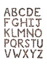 coffee bean alphabet, hand drawn alphabet, creative font, display font