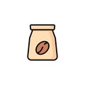 Coffee bean bag color icon. linear style sign for mobile concept and web design. coffee packet simple line vector icon. Symbol, Royalty Free Stock Photo