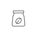 Coffee bean bag outline icon. linear style sign for mobile concept and web design. coffee packet simple line vector icon. Symbol, Royalty Free Stock Photo