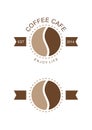 Coffee Bean Cafe Shop Banner Badge Logo Template