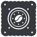 Coffee Bean Cookie Icon Simple Square Biscuit Flat Vector Graphic Royalty Free Stock Photo