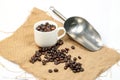 Coffee bean cup scoop Royalty Free Stock Photo