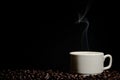 Coffee bean cup and smoke Royalty Free Stock Photo