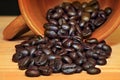 Coffee bean in earthenware cup Royalty Free Stock Photo