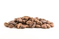 Coffee bean front angle shot isolated white background