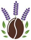 Coffee Bean Icon with Lavender and Leaves Aromatherapy Logo Design Element Royalty Free Stock Photo
