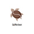 Coffee bean. Icon, logo. Vector Turtle made of coffee beans isolated on white background. Royalty Free Stock Photo