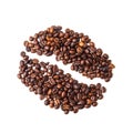 Coffee bean image made up of coffee beans on a white background