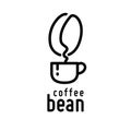 Coffee cup and bean shape smoke line art illustration Royalty Free Stock Photo