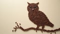 Coffee bean owl is sitting on a branch Royalty Free Stock Photo